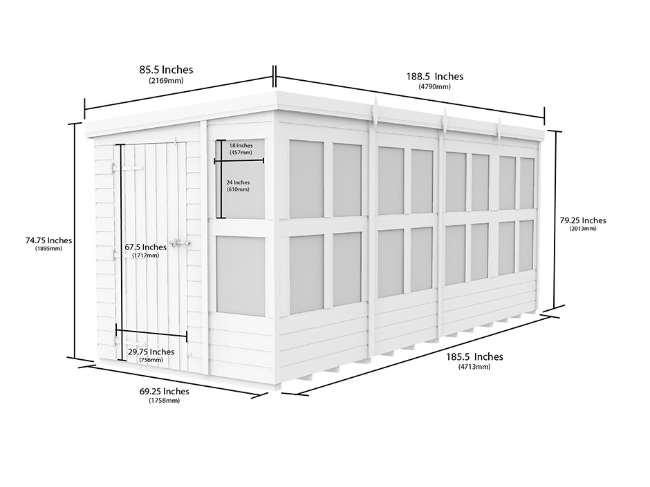 16ft x 6ft Pent Potting Shed