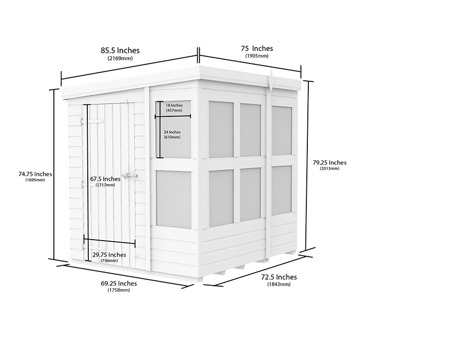 6ft x 6ft Pent Potting Shed