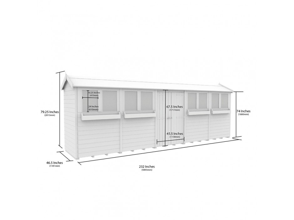 4ft x 20ft Apex Summer Shed
